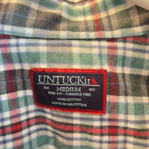 NWOT UNTUCKit Men's Green and Red Plaid Shirt - Picture 3 of 11
